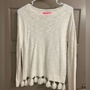 White Lilly Pulitzer Tassel Sweater
